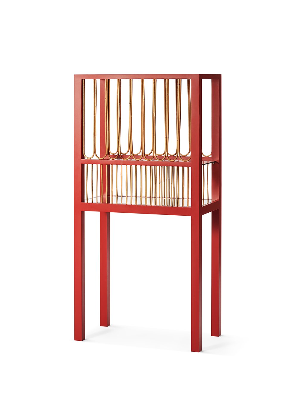 Wooden, rattan and glass Red Cabinetat 3daysofdesign
