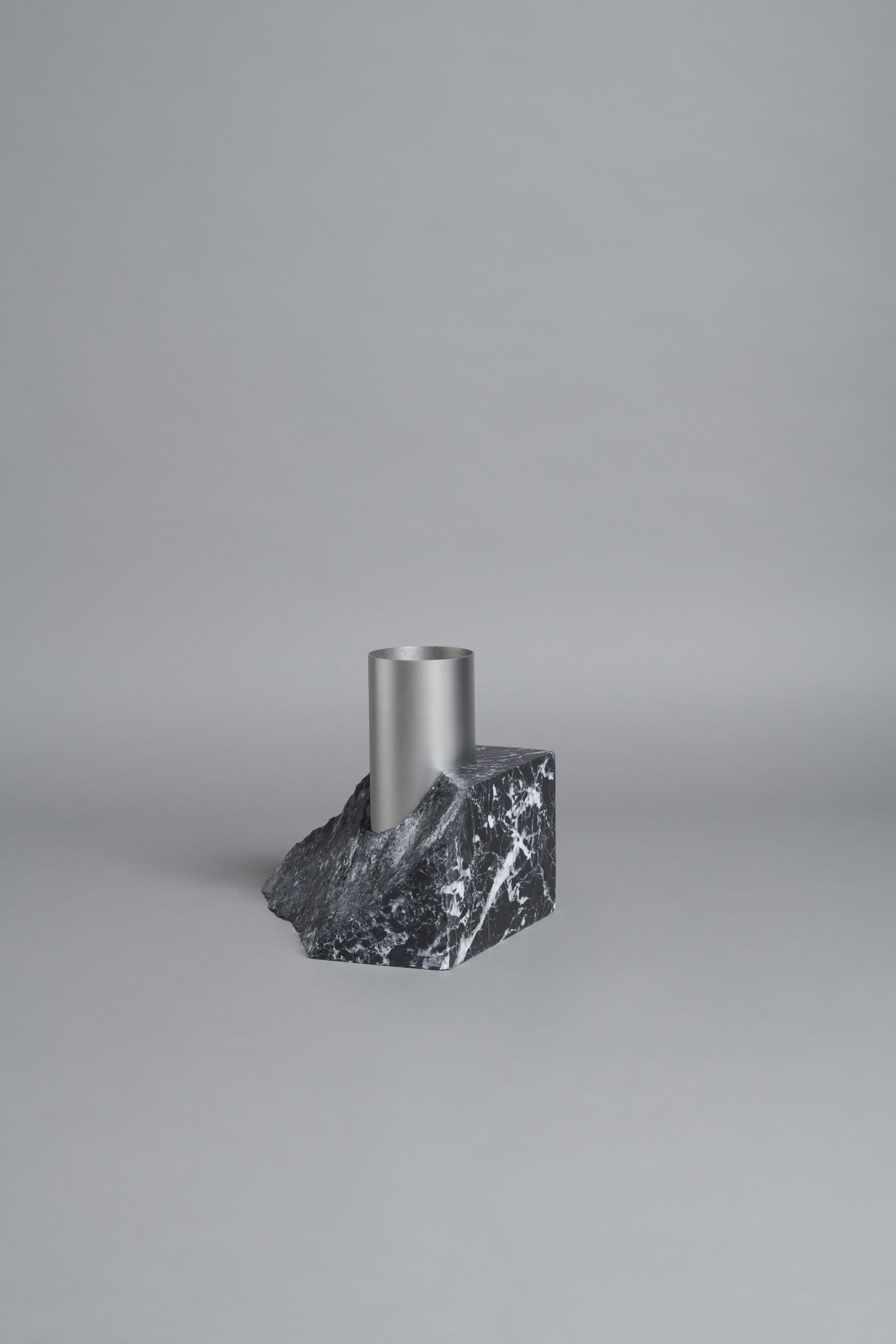 Bloc Studios x Tableau, Minimal black marble and metal vase