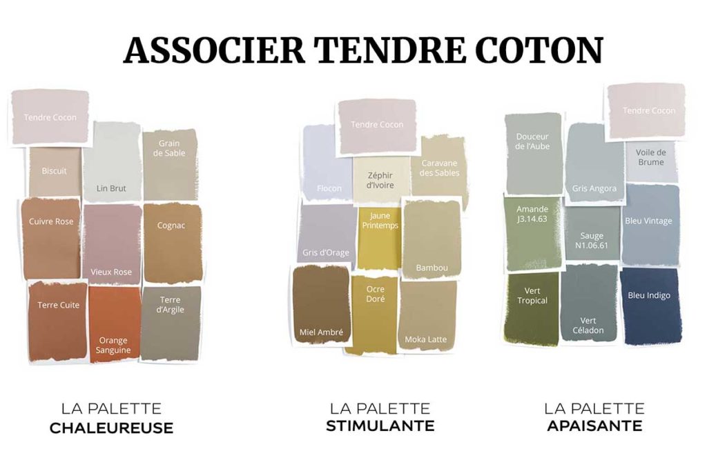 Les 3 palettes de couleurs à associer avec Tendre Cocon selon Dulux Valentine