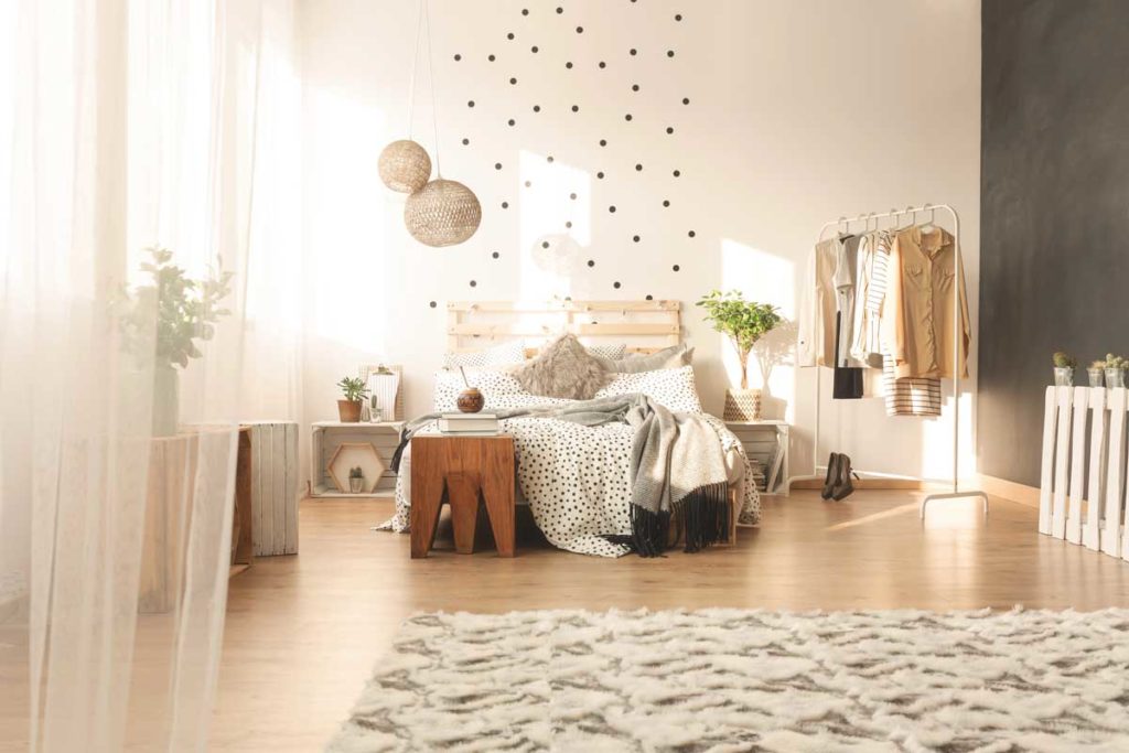 Chambre avec des pois